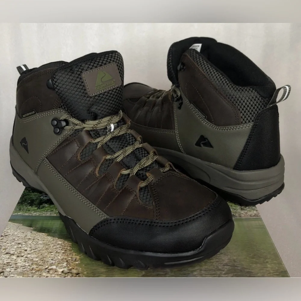 Ozark Trail Brown and Black Hiking Boots Durable Outdoor Footwear